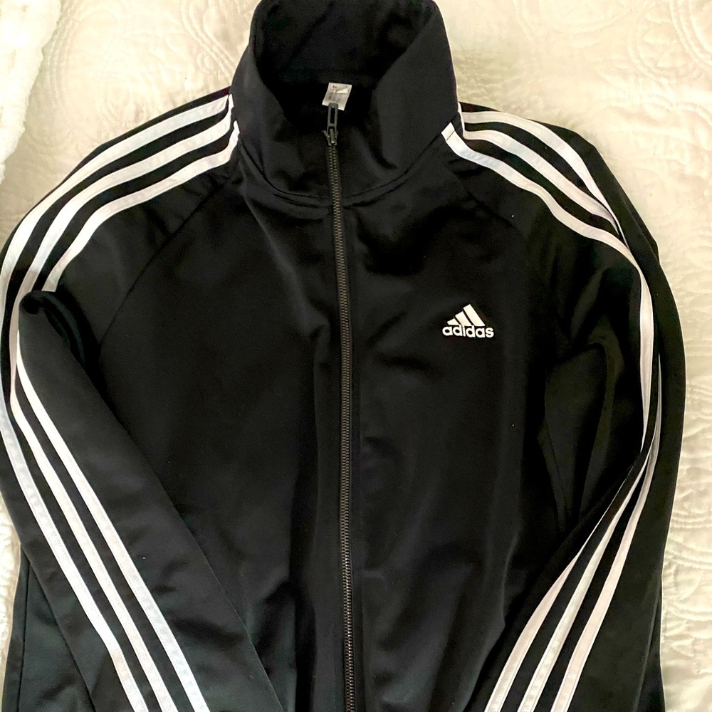 Adidas black zip track style jacket